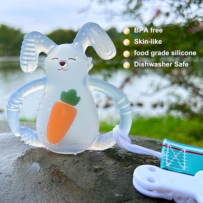 Smily Mia Baby Teething Toys |Sunny Bunny Easter Teether for3-6Months, Chew Toys |Baby Montessori Sensory Toys for 4,5,6Months, Teethers for Teething Relief, Easter Basket Stuffers & Essentials(White)
