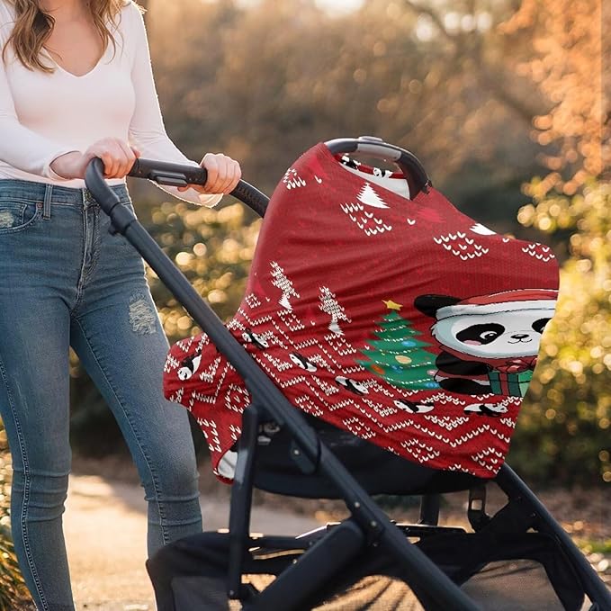 AFPANQZ Christmas Panda Breastfeeding Nursing Cover Baby Carseat Canopy for Babies Infant Newborn Stroller Cover Breastfeeding Scarf