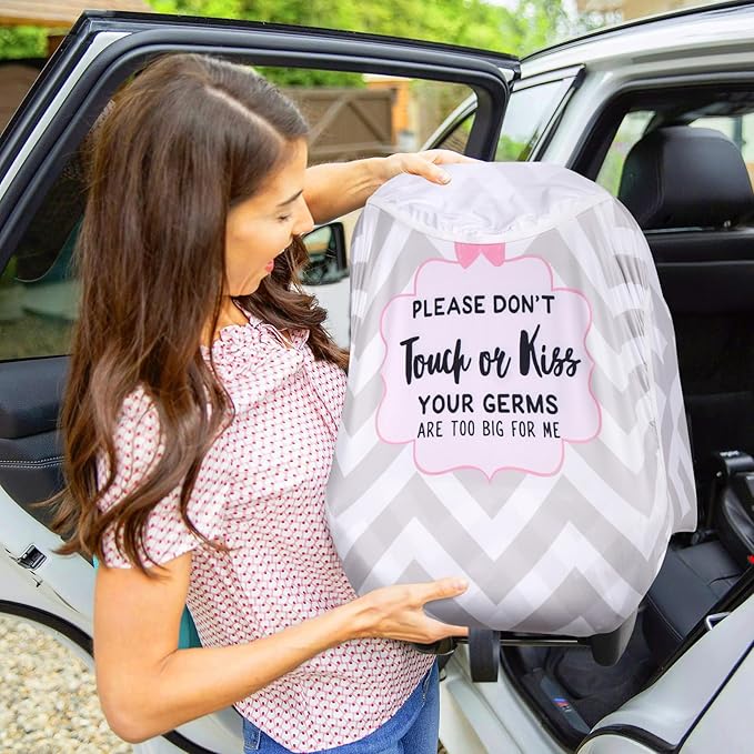 Metplus Car Seat Cover, Breathable Mesh Window Infant Carseat Canopy for Baby Boys & Girls, Summer Stroller Sunshade Net for Airflow & Privacy, Stretchy Universal Fit
