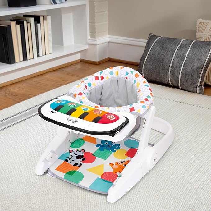 Baby Einstein 4-in-1 Kickin' Tunes Learn-to-Sit Music & Language Floor Seat, with 2 Positions and Detachable Kick Piano, Ages 4 Months and Up
