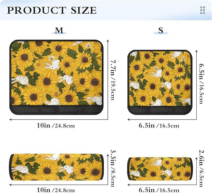 2 Pack Seatbelt Covers Seat Belt Cover Pad for Adults Boys Girls Car Seat Strap Covers Pads Cushion Universal Shoulder Strap Pad Protector for Backpack 6.5 Inch Autumn Sunflower and Rabbit