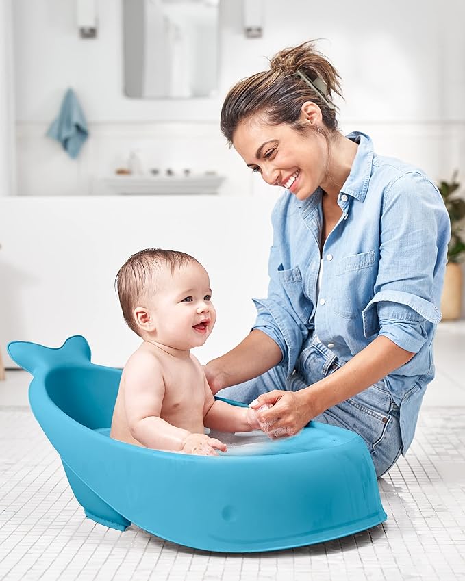 Skip Hop Baby Bath Tub, 3-Stage Smart Sling Tub, Moby, Blue (Pack of 2)