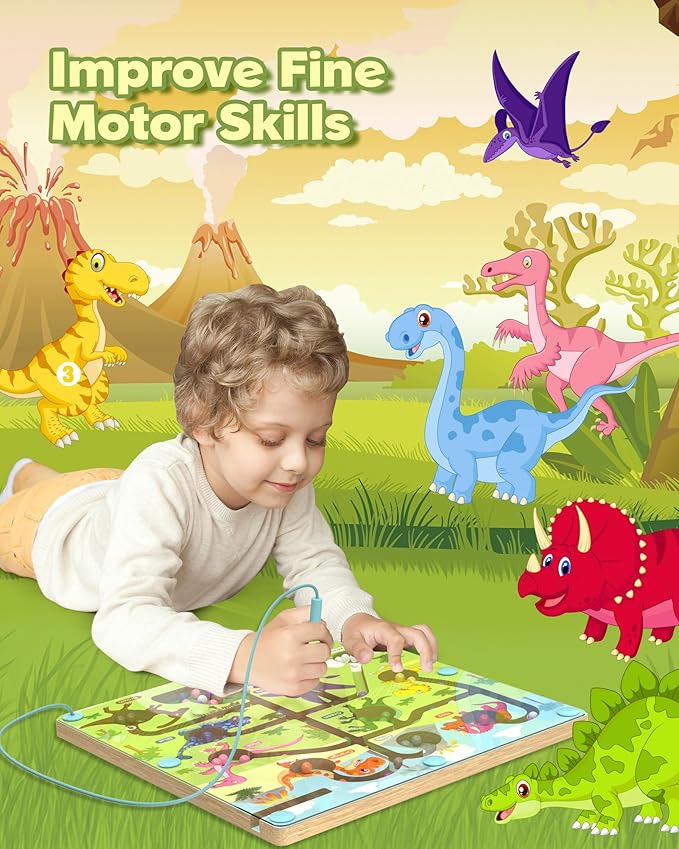 Magnetic Color and Number Maze, Montessori Busy Toys for 3 4 5 Year Old, Wooden Puzzle Activity Board, Learning Educational Toddler Toy for Kids 3 4 5 Year Old, Toddler Travel Toys for Preschoolers