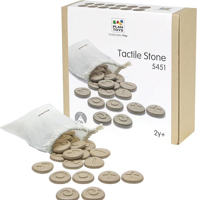 PlanToys® Tactile Stones Wooden Educational Activity for Kids Ages 3+ | Montessori Sensory Exploration Toy for Texture & Touch Recognition, Memory & Pattern Skills | Eco-Friendly Learning Set