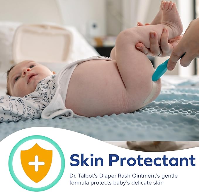 Trial Size Bundle of Dr. Talbot's Diaper Cream Brush for Babies and Dr. Talbot's Baby Diaper Rash Ointment, Zinc Oxide Skin Protectant - Gentle Formula, Treats & Prevents Rash, Made in USA, 1 oz