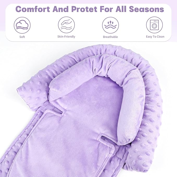 Car Seat Cover Baby, HNHUAMING Infant Car Seat Covers Canopy for Baby Girl Boy, Ultra Soft Newborn Preemie Carseat Insert Cushion for Girls Boys, Fits Car Seat, Stroller, Swing, Bouncer, Purple
