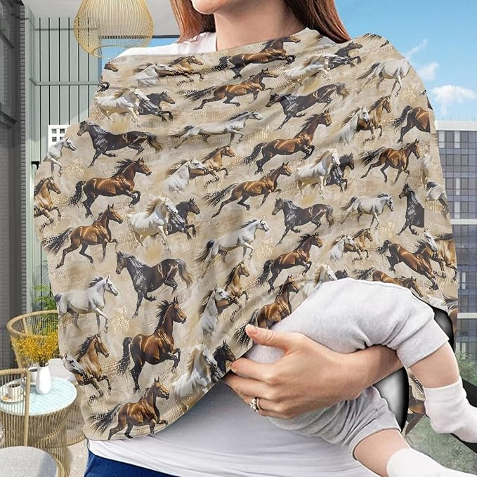 South Western Horse 5-in-1 Cover Added Privacy for Breastfeeding, Baby Car Seat, Carrier, Stroller, High Chair, Shopping Cart, Lounger Canopy - Newborn Essentials, Nursing Top