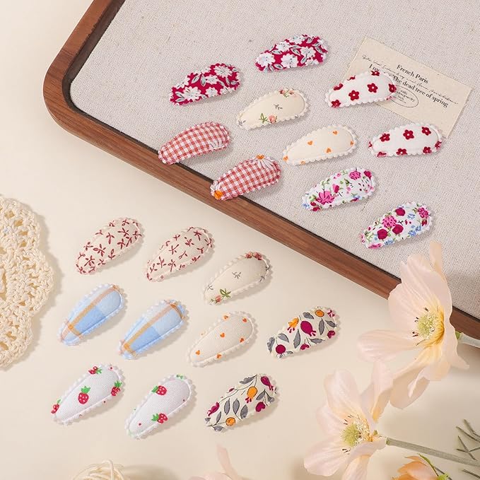 YHXX YLEN 20PCS Baby Hair Clips for Girls, 1.5" Toddler Hair Clips Tiny Floral Snap Barrettes for Fine Hair, Mini Hair Clips for Girls Kids Toddler Hair Accessories