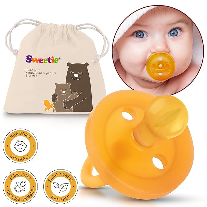 SWEETIE Rubber Pacifier Natural Rubber Pacifier Rounded (Natural Color, 12-18 Month)
