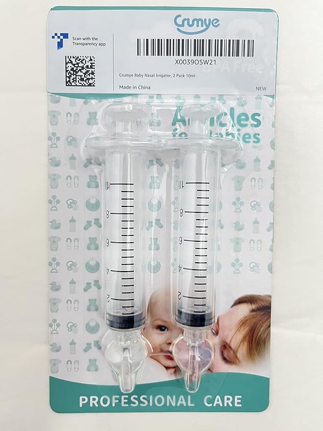 Baby Nasal Irrigator, 10ml Reusable Silicone Infant Nose Cleaner, Soften Nasal Scab Rinsing Tool - 2 Pack