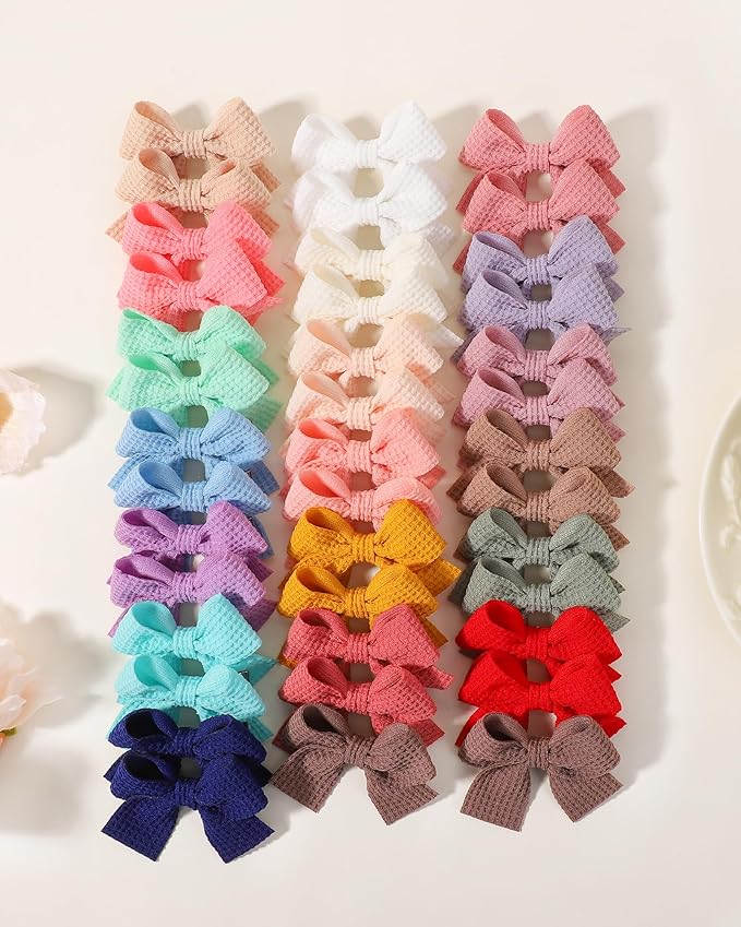 Jollybows 40pcs Baby Hair Clips for Girls Bows 2" Mini Alligator Clip Toddler Pigtail Bow for Fine Hair
