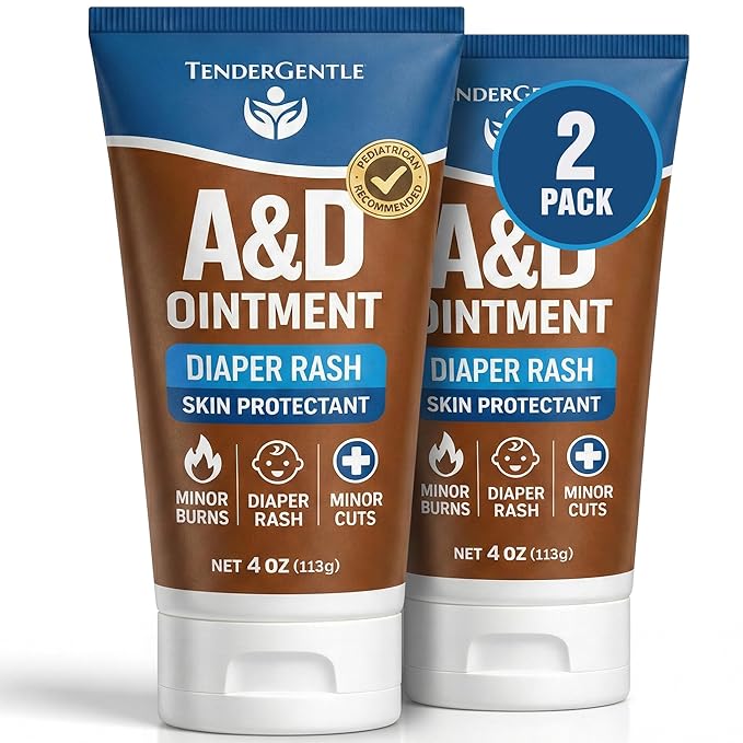 Vitamin A&D Ointment for Baby Diaper Rashes - 4 oz Tube, 2 Pack - A and D Ointment for Adults, Seniors, and Babies