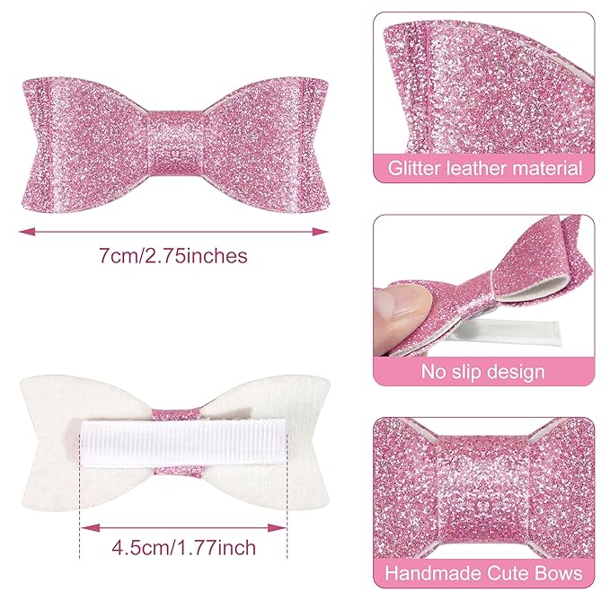 30PCS 2.75'' Baby Girls Pigtail Bows Sparkly Sequin Glitter Hair Bows With Alligator Clips Hair Barrettes Accessory for Girls Toddlers Kids Teens