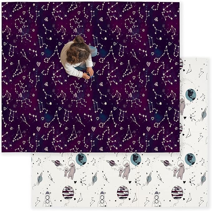 JumpOff Jo Foldable Foam Play Mat – Large Waterproof Baby & Toddler Activity Floor Mat, Double-Sided 70 x 59 Inch Play Surface