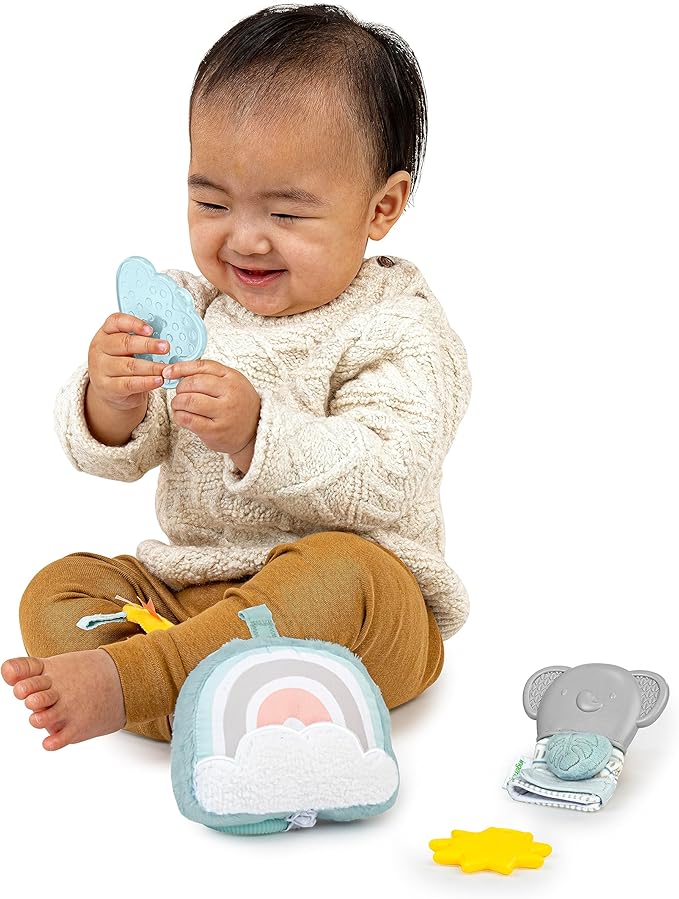Ingenuity Calm Springs Soothing Essentials Gift Set - Musical Toy, Rattle, Mirror, 2 Teethers for Baby