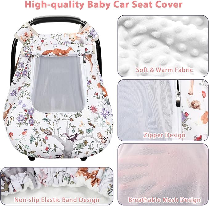 Baby Blanket & Winter Baby Car Seat Cover, Minky Infant Car Seat Covers for Babies, Purple Fleece Baby Blankets for Boys Girls