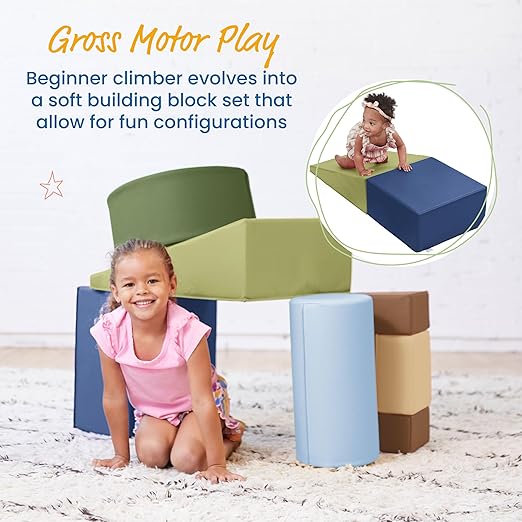 ECR4Kids SoftZone Crawl and Climb Playtime Playset, Building Blocks, Earthtone, 6-Piece