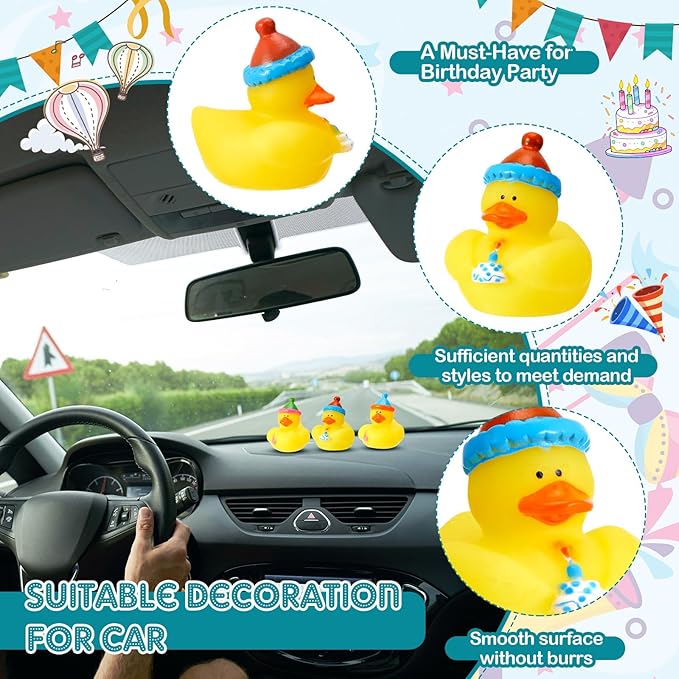 Deekin 50 Pcs Birthday Rubber Ducks Party Rubber Duck 2 Inch Small Rubber Ducks Mini Rubber Duckies Safe Bathtub Bathing Toy Party Favors Birthday Gifts for Baby Shower, Pool, New Year, Christmas
