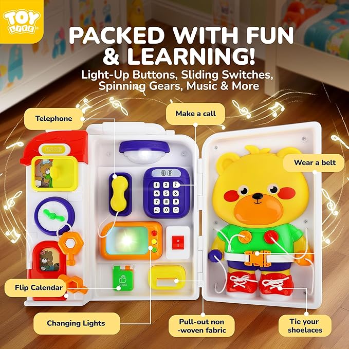 TOY Life Toddler Montessori Busy Board for 1-2 Year Old, 20‑in‑1 Baby Musical Toddler Toys, Early Educational Baby Montessori Toys for Toddler 1‑3, Easter Birthday Gift for 1+ Year Old Boys Girls
