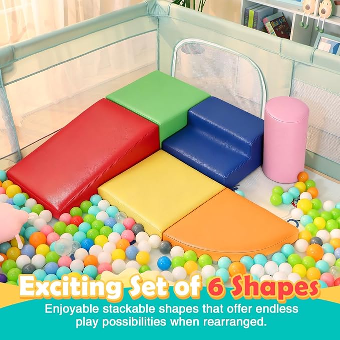 JungleDove 6-Piece Set Baby Foam Climbing Blocks for Toddlers - Baby Climbing Toys for Toddlers Indoor - Kids Soft Play Climbing - Foam Play Gym Playtime Corner Climber