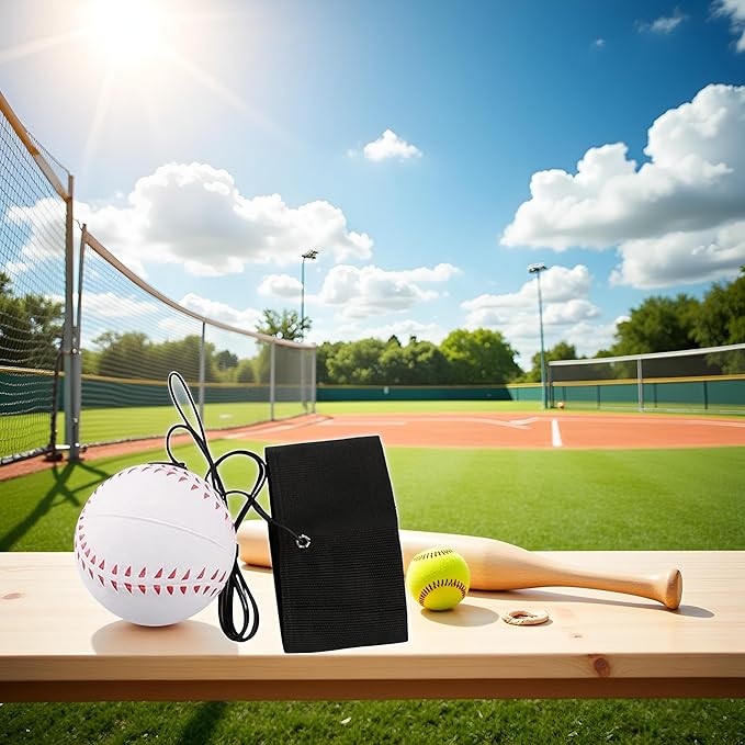 GANPUB 1 Pc White Wrist Return Ball, Sports Wrist Balls on a String, Rubber Rebound Bouncy Wristband Balls on Elastic String Sports Reaction for Wrist Exercise or Play Tennis, Baseball（2.36 in）