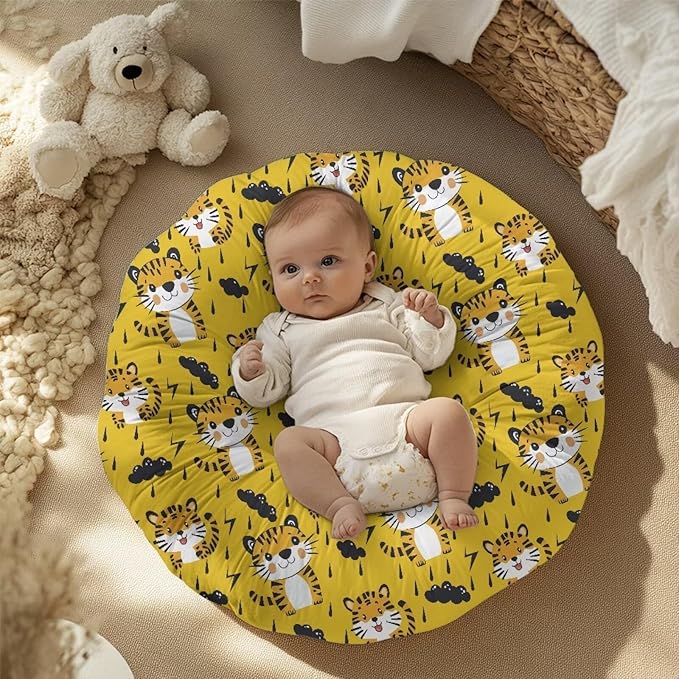 Cute Tiger Baby Lounger Cover Removable Protector Cover for Infant Lounger Pillow, Soft Snug Fitted Baby Lounger Slipcover Breathable and Reusable