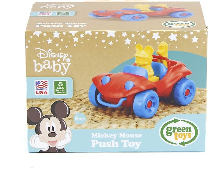 Green Toys Disney Baby Mickey Mouse Push Toy - Pretend Play, Motor Skills, Kids Toy Vehicle. Safe for Babies and Toddlers. No BPA, phthalates, PVC. Dishwasher Safe, Recycled Plastic, Made in USA.