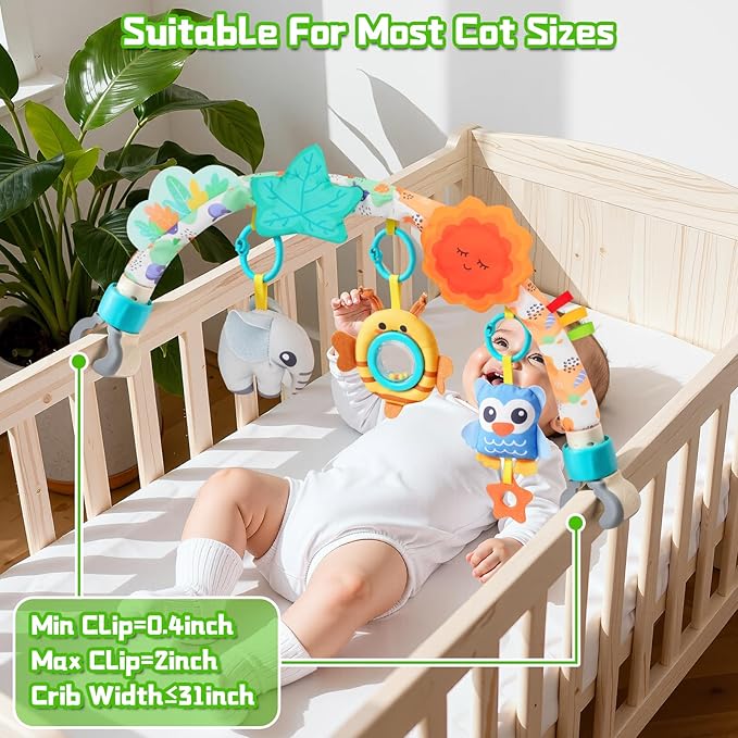 Car Seat Toys for Babies 0-6 Months,Arch Stroller Toys for Infant 0-6 Months,Mobile for Bassinet Bouncer Hanging Toys Fit for Crib,Stroller,Car Seat Shower Gifts for Baby 6-12 Months(Animals)