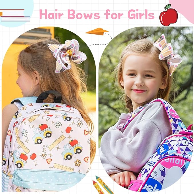 Oaoleer 2PCS Back to School Hair Bows for Girls, Yellow Bows Hair Alligator Clips Hair Barrettes for Baby Girls Infants Toddlers Kids Teens Children