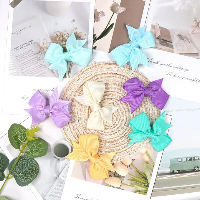 Baby Hair Clips for Girls 40PCS - 2" Girls Fully Lined Bows Hair Pins Tiny Hair Bows Alligator Clips for Baby Girls Infants Toddlers 40 Colors