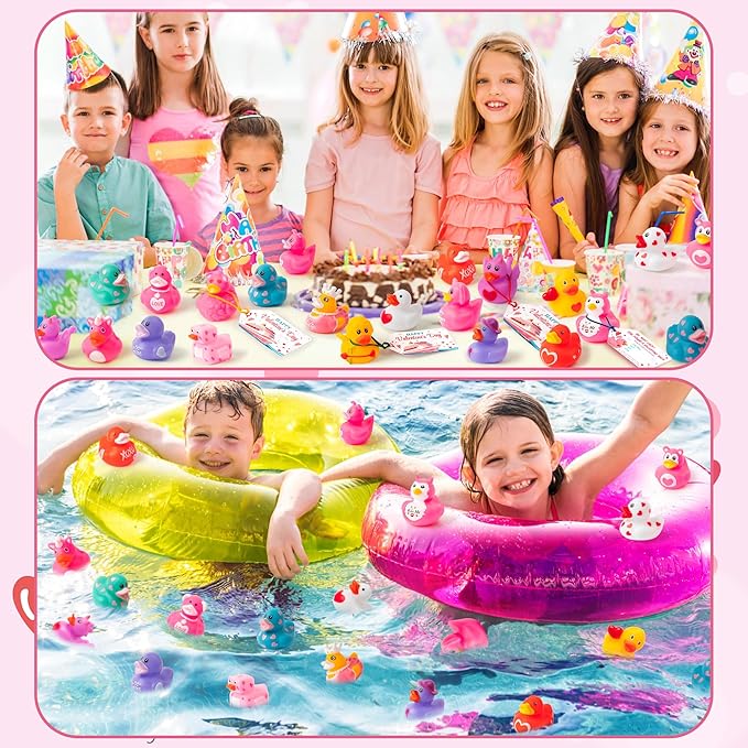 H1vojoxo Valentine’s Day Rubber Ducks - 20 Set Valentine's Day Rubber Ducks for Cruise Valentines Party Favor Duckies Cruise Duck Tags Kits for Pool Bath Toy Goodie Bag Fillers Classroom Exchange Gift