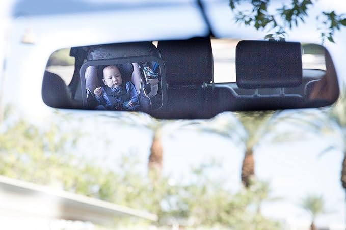 Baby Car Mirror - for Boys and Girls - with Accessories Hook! Back Seat View of Infant or Newborn in Rear-Facing Child Car Seat! Perfect Shower or Baby Registry