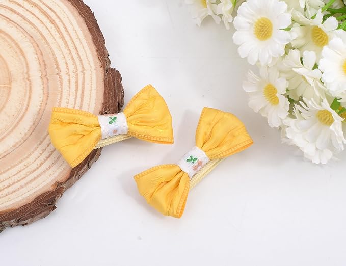 Baby Girls Hair Bow Clips, 10pcs Boutique Cotton Fully Lined Hair Pins, Non Slip Baby Barrettes Accessories for Infants Toddlers Fine Hair by BIANHUAN (Set-B)