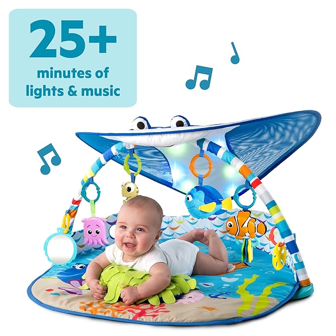 Bright Starts Disney Baby Finding Nemo Sea of Activities Jumper, Ages 6 Months + & Disney Baby Finding Nemo Mr. Ray Ocean Lights & Music Gym, Ages Newborn +