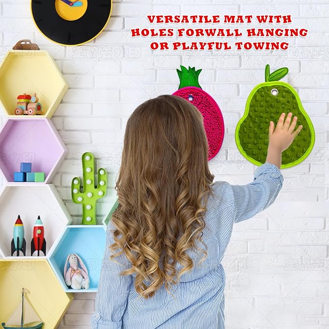Sensory Mats, Fruit Shaped, Assorted Textured Sensory Tiles for Kids and Autistic Children, Sensory Toys for Tactile Play and Multi Sensory Exploration, Sensory Wall and Floor Panels, 10 Piece.