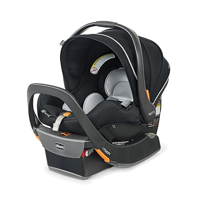 Chicco KeyFit 35 Zip ClearTex Infant Car Seat and Base, Rear-Facing Seat for Infants 4-35 lbs., Zip-Open Privacy Shield, Compatible with Chicco Strollers | Obsidian/Black