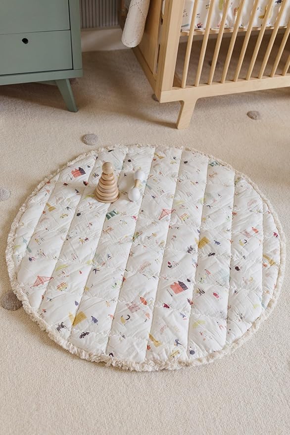 Pehr Baby Play Mat, Explore the World | Ultra-Soft Quilted 100% Cotton Exterior with Plush Polyester Fiberfill | 40" Diameter