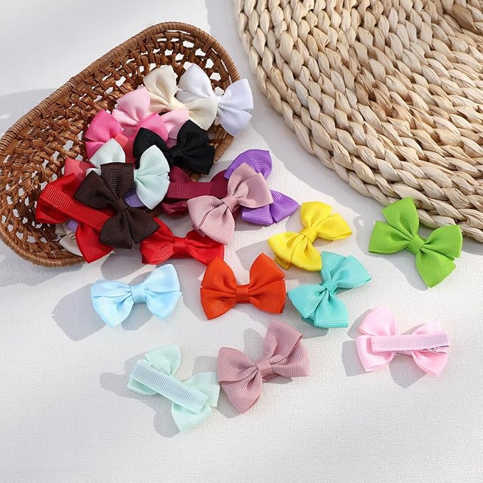 48PCS 2inch Baby Hair Clips, Oaoleer Baby Girls Fully Lined Hair Pins Tiny Hair Bows Alligator Clips for Girls Infants Toddlers 24 Colors in Pairs (Style G-48pcs)