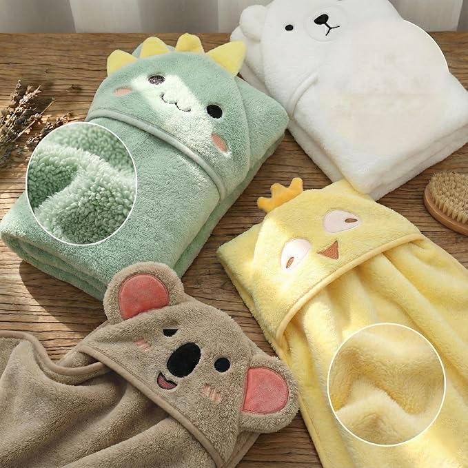 Hooded Baby Towel - 4 Pack Premium Soft Bath Towel for Baby, Newborn,Infant - Ultra Absorbent,Natural Baby Stuff Towel, Soft Coral Velvet Coral Fleece Bath Towel for Boys and Girls