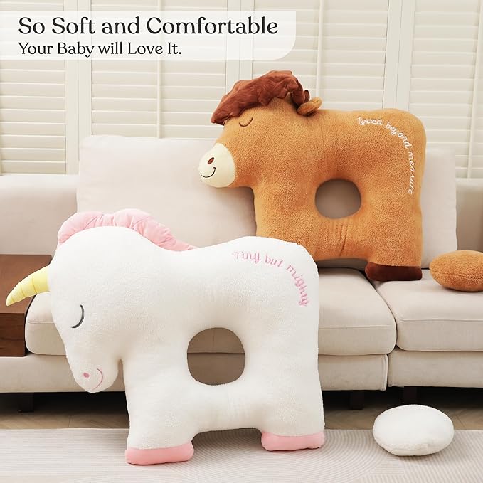 Unicorn Baby Play Cushion – Reversible Floor Pillow with Positive Affirmations – Plush Support Cushion for Tummy Time, Bonding & Infant Photography – Soft Baby Floor Mat for Newborns & Infants