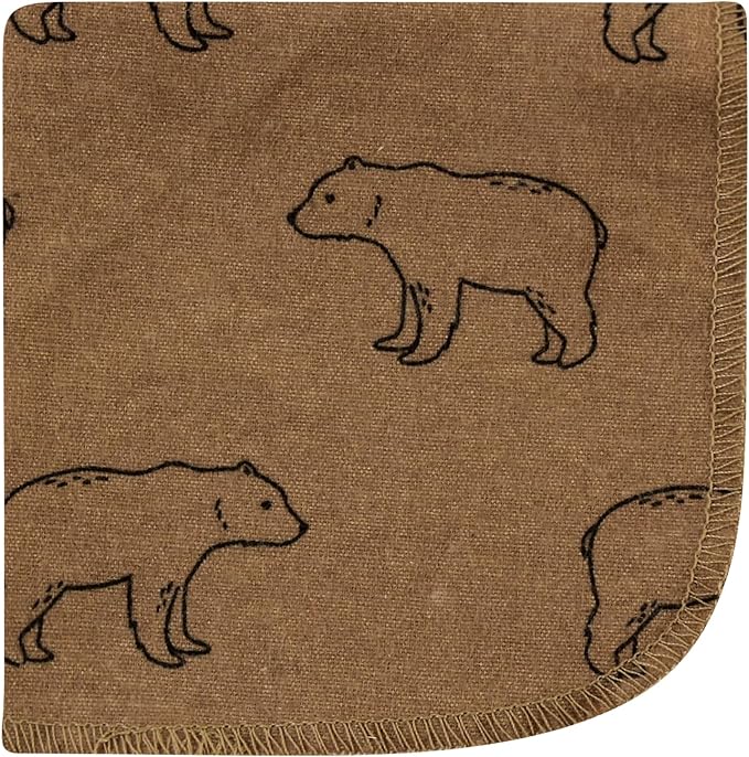 Hudson Baby Unisex Baby Flannel Cotton Washcloths, Brown Bear 10 Pack, One Size
