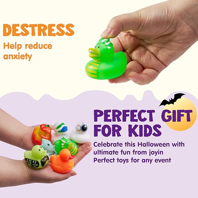 JOYIN 18 PCS Halloween Rubber Ducks, Halloween Ducks for Halloween Party Favors Decorations, Rubber Duckies Baby Bath Toys for Goodie Bag Fillers School Classroom Carnival Game Prizes