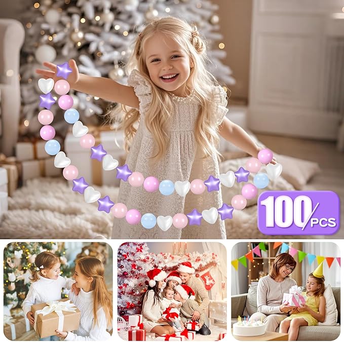 GOGOSO Ball Pit Balls,Plastics Balls for Ball Pit, Stars Hearts Shape for PastelBall for Toddlers Kids