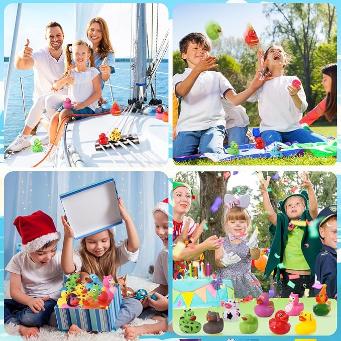 120 Pcs Rubber Ducks Assorted Plastic Christmas Rubber Duck for Cruise Ducks Ducking Bath Pool Toys Duck Party Favors Cruise Ships Hiding Christmas Stocking Stuffers for Kids Teens