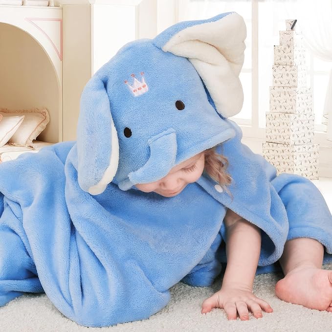 Toddler Bath Towels with Hood Elephant Hooded Towels for kids Ultra Soft Baby Bath Wrap Absorbent Toddler Blanket for Shower Swim