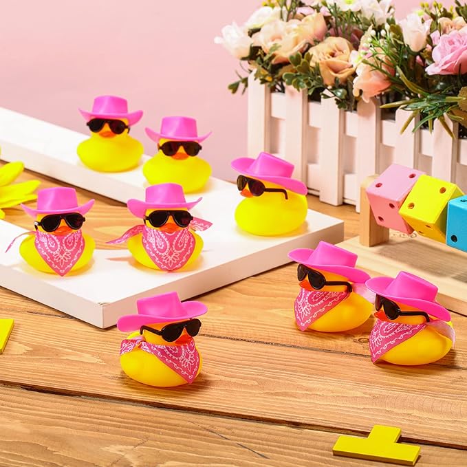Sosation 24 Set Cowboy Rubber Duck Bulk Mini Yellow Duckies Bath Party Tiny Ducks Bathtub Toy with Cowboy Hat Paisley Bandanas Sunglasses for Birthday Party Favor(Elegant Style)
