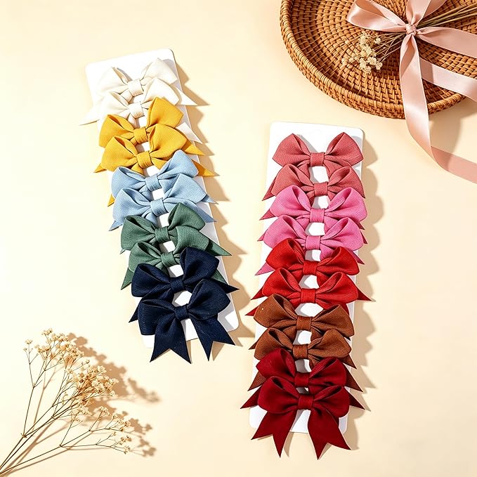 20PCS Fabric Bow Hair Clips, Swallowtail Shape, Multicolor Butterfly Bow Barrettes for Girls, Daily Spring Autumn Hair Accessories Alligator Clip for Little Girls Toddler Kids Teens