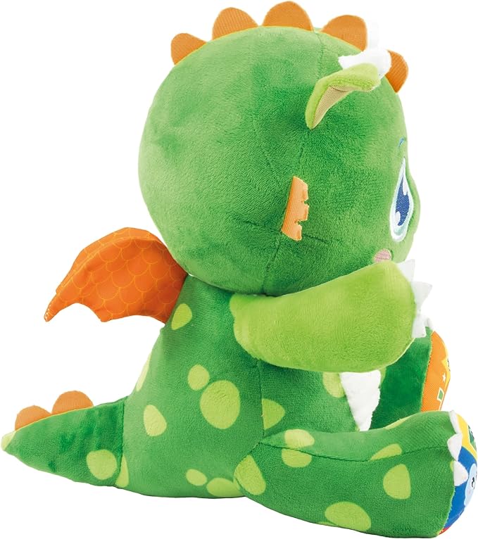 Clementoni Baby Dino Dragon Birichino, Plush Animal for Newborns from 6 Months, Play for Childhood, Learns Words, Colours, Numbers and Shapes, Stimulates Multisensory Development,