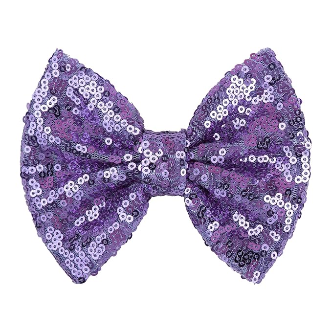 Hair Clip with 5 inches Sequins Large Bow Alligator Hair Accessory for Girls, Women, Teens, Babies Gift, Deep Purple