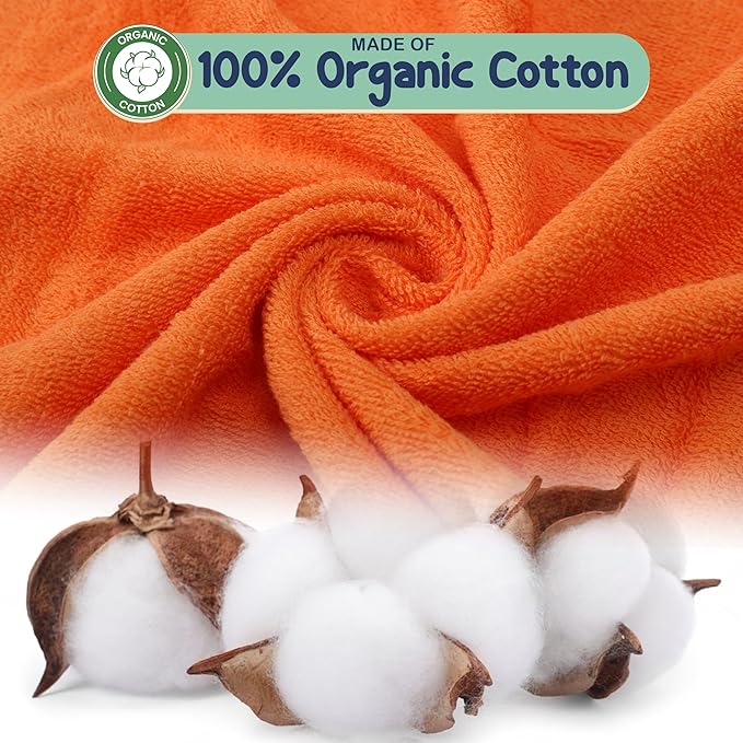 Mother's Choice 100% Organic Cotton Baby Hooded Towel – Ultra-Soft & Absorbent Baby Bath Towels for Newborn with 3D Orange Fox Design